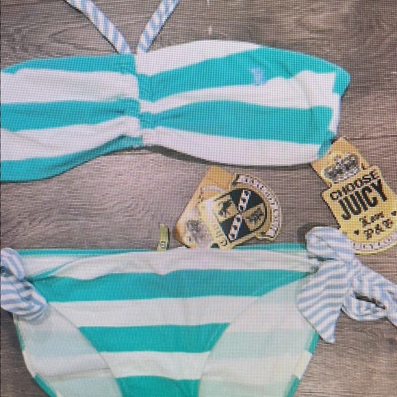 Juicy Couture Striped Bikini - Green and White - Picture 1 of 2